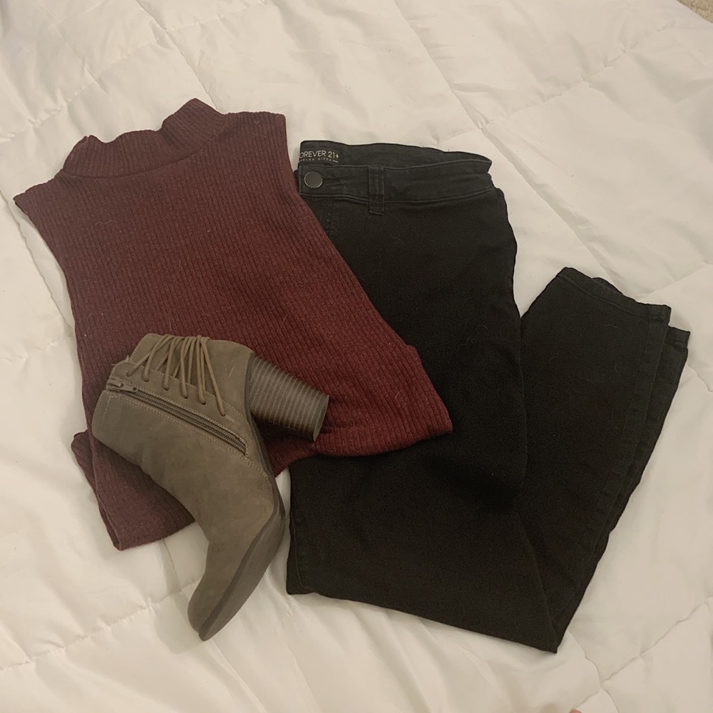 Maroon Faux-Turtlneck Tank